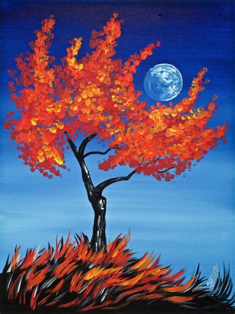 easy acrylic fall paintings|easy step by fall painting.